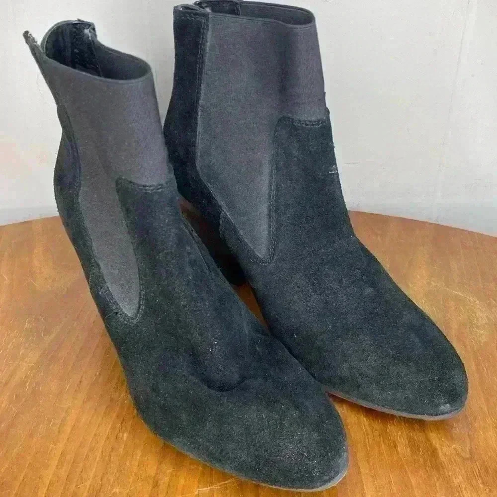Skechers Women's Boulevard Charcoal Leather Boots Cushioned Insole US 6.5